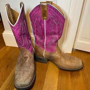 Shyanne Pink and Leather Cowboy boot. 7.5